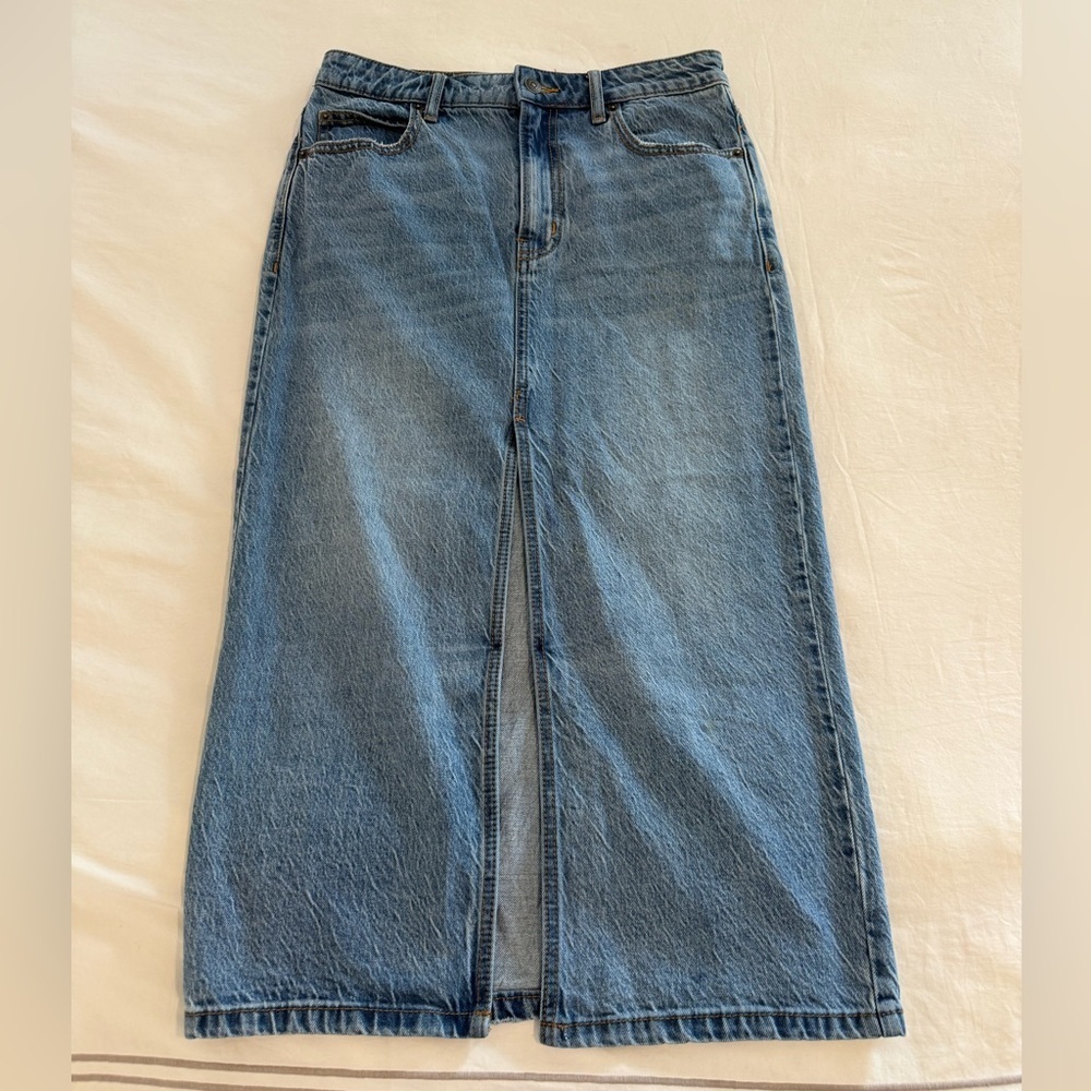 Free People Denim Maxi Skirt light wash